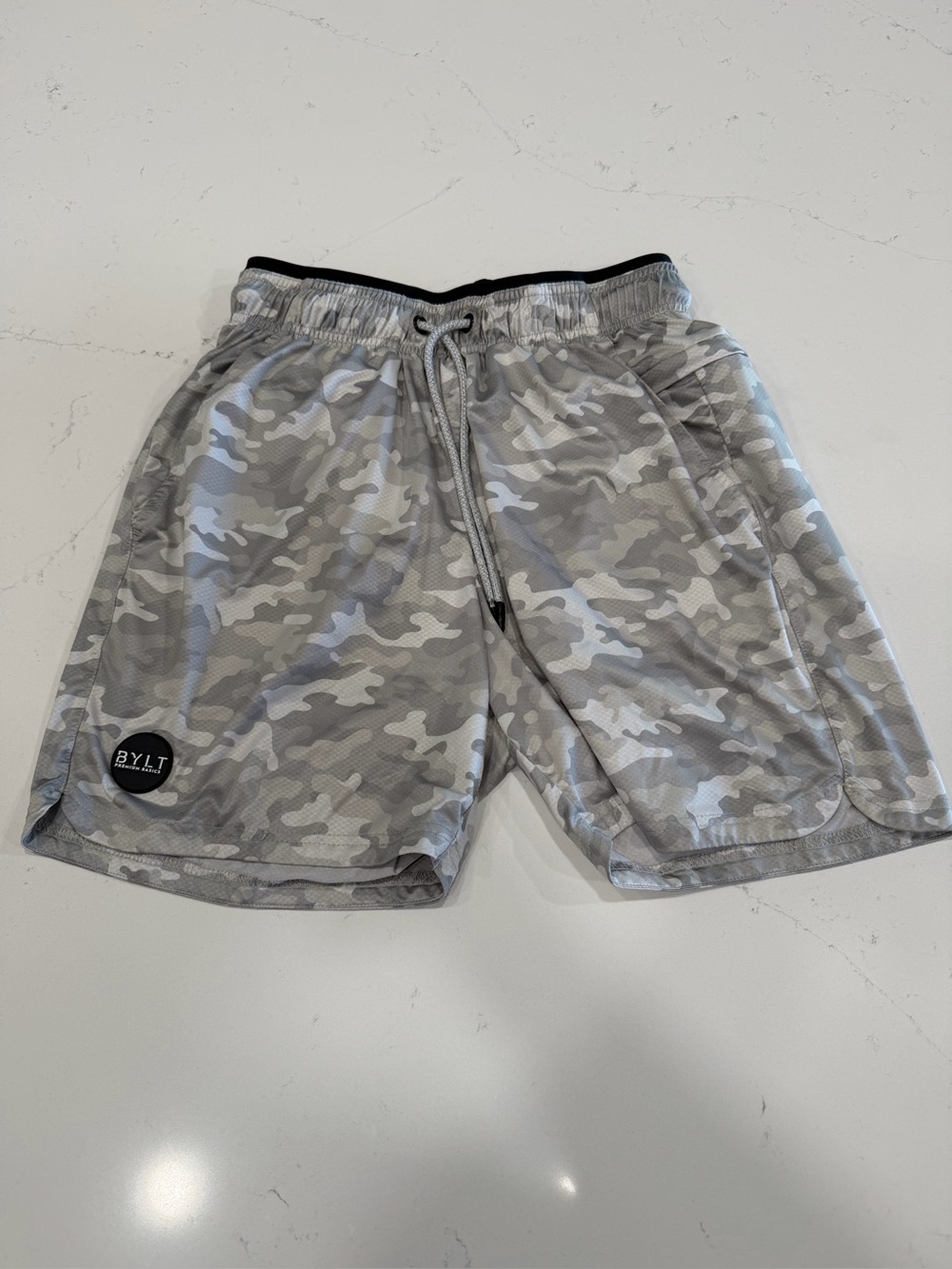 BYLT Basics Men’s Grey Camo Performance Shorts - Medium